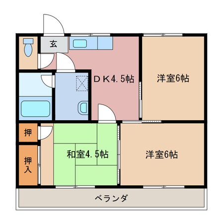 玉垣駅 徒歩19分 2階の物件間取画像